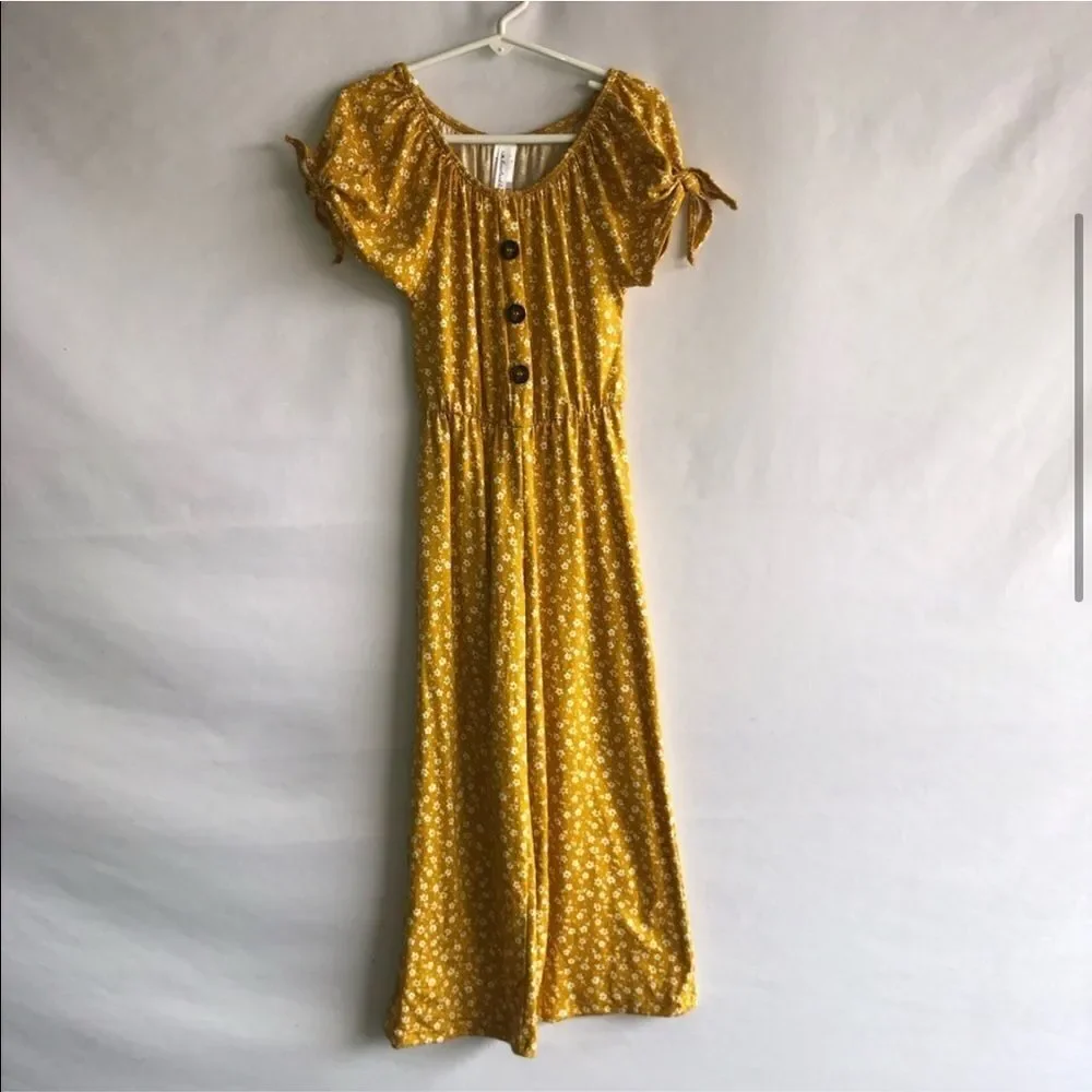 Heart & Arrow Mustard Yellow Floral Print Jumpsuit